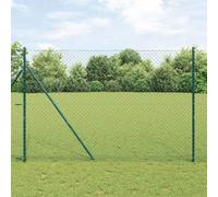 Wire Poultry Netting Fence Panels,Chain Link Fence with Posts Green 1.6 x 10 m Steel for Chicken Coop, Poultry Netting, Plant Support and Dog Barrier