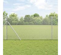 Wire Poultry Netting Fence Panels,Fence with Posts Silver 1.2 x 25 m Steel for Chicken Coop, Poultry Netting, Plant Support and Dog Barrier