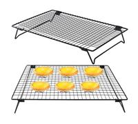 Wire Rack Baking Tray, Set of 2 Baking Plate, 34x24x5.7cm Cake Cooling Rack, Stackable Rectangle Cookie Cooler Stand for Grilling, and Roasting, Ideal for Kitchen and Microwave