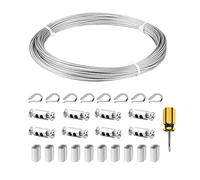 Wire Rope 1.5 mm, 20 m Stainless Steel Wire Cable, 7x7 Strands Metal Garden Rope for Picture Hanging, Clothes Line, Fence, Climbing Plants, String Lights Hanging, Net Curtain