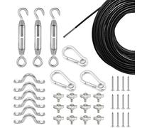 Wire Rope 50m String Lights Hanging Kit Heavy Duty 304 Stainless Steel Cable Turnbuckle Hooks Outdoor Wire Rope
