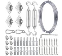 Wire Rope 50Pcs 15M 5mm Stainless Steel Clothesline Wire Rope Kit Square Four-Corner Buckle Turnbuckle Screws