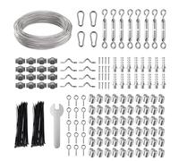 Wire Rope 60m Wire Rope 2mm PVC Coated Trellis Cable 304 Stainless Steel Climbing Aids With Eyelets Turnbuckle Rope Tensioner