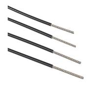 Wire Rope Black PVC Plastic Coated 304 Stainless Steel Flexible Steel Wire Rope Cable Waterproof Clothesline for Outdoor String Lights Hanging(1.2mmX50M)