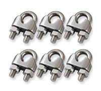 Wire Rope Clips,U Bolt Saddle Fastener Pack Of 6 Stainless Steel 304 U-Bolt Wire Rope Clips Silver 2-20mm(6Pcs 5mm)