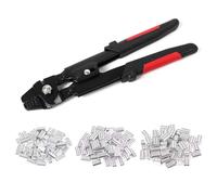 Wire Rope Crimping Tool Kits Fishing Crimping Tool with 180Pcs Aluminum Crimp Looping Sleeves Wire Rope for Fishing Professional