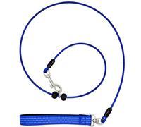 Wire Rope Dog Leash Metal Train Lead Stainless Steel Chew Proof Cable Reflective Handle Rotate Clasp Buckle Heavy Duty Slip Lead Large Medium Dog Lead Twist Lock Carabiner Swivel Hook (Blue, 5.9 FT)