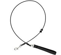 Wire Rope Dog Leash Metal Train Lead Stainless Steel Chew Proof Cable Reflective Handle Rotate Clasp Buckle Heavy Duty Slip Lead Large Medium Dog Lead Twist Lock Carabiner Swivel Hook (Black, 5.9 FT)