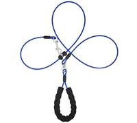 Wire Rope Dog Leash Metal Train Lead Stainless Steel Chew Proof Cable Rotate Clasp Buckle Heavy Duty Slip Lead Large Medium Dogs Pad Handle Lead Twist Lock Carabiner Swivel Hook (Blue, 4.9 FT)