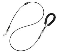 Wire Rope Dog Leash Metal Train Lead Stainless Steel Chew Proof Cable Rotate Clasp Buckle Heavy Duty Slip Lead Large Medium Dogs Pad Handle Lead Twist Lock Carabiner Swivel Hook (Black, 4.9 FT)
