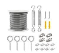 Wire Rope Kit 15/25/30/50 Meter Steel PVC Coated Flexible Wire Rope Soft Cable Transparent Stainless Steel Clothesline Diameter 2mm Kit(TypeJ 50m)