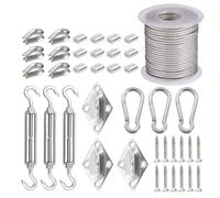 Wire Rope Kit 15M 2mm Wire Rope Cable Hooks Hanging Kit Flexible PVC Coated Hook/Hook Turnbuckles Diamond Pad Eye With Screws