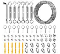 Wire Rope Kit, 35m Stainless Steel Wire Rope Cable, M4 Turnbuckles Wire Tensioner Kit, 2mm PVC Coated Garden Wire for Climbing Plant, Picture, Securing Shade, Grapevines Trellis, Tent Rope(COLOR:35m)