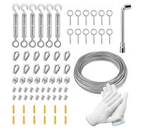 Wire Rope Kit Garden Wire For Climbing Plants, 35m/2mm Stainless Steel Cable, M4 Turnbuckles Cord Tensioner Kit for Climbing Plant, Picture, Securing Shade, Grapevines Trellis, Ten