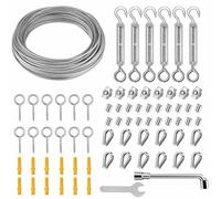 Wire Rope Kit PVC Coated Garden Wire Rope Kit 35m/2mm Heavy Duty 304 Stainless Steel Wires Ropes Cable M4 Turnbuckles Wires Tensioner, for Climbing Plant Trellis Securing Shade Tent 73Pcs