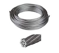 Wire Rope Stainless Steel A4 Marine Hardware Grade Cable 7 x 7, 1mm, 2mm, 3mm, 4mm (1mm, 20m)