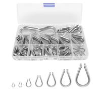Wire Rope Thimble Assortment Kit, 304 Stainless Steel Cable Lugs Wire Rope Clamps Cable Rigging for Shipbuilding Industry（1.5-8mm）