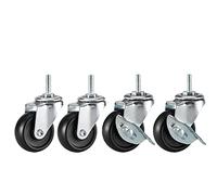 Wire Shelving Casters,2" Diameter,Set of 4,Caster Roller Wheels for Shelving Unit,Wire Shelf Wheels,Wire Rack Wheels Industrial, Black,Heavy Duty