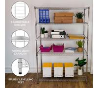 Wire Shelving Rack 5 Tier Metal Storage Shelf Unit Stand Kitchen Office Garage
