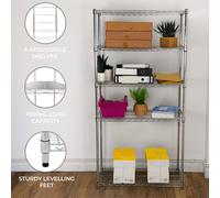 5 Tier Wire Shelving Rack Metal Storage Shelf Unit Stand Kitchen Office Garage
