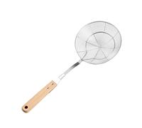 Wire Skimmer with Round Basket for Lifting Small Food Pieces, M | Concentric Wire Basket for Small Food Pieces, Wood Handle with End Hole, Straightforward Kitchen Hook Storage