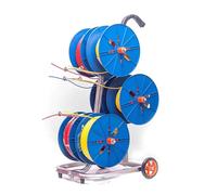 Wire Spool Rack,Multi-Spindle Reel Dispenser with Pulleys and Handles,Heavy Duty Reel Storage Rack for Electrical Industrial and Retail Use,Easy to Move,Blue-45x45x91cm