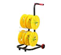 Wire Spool Rack,Spool Dispenser with Handle and Pulley,Car Wire Storage Rack,Easy to Move,for Workshop Warehouse Construction Site,Black+yellow-49x42x90cm