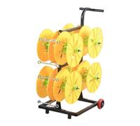 Wire Spool Rack,Spool Dispenser with Handle and Pulley,Car Wire Storage Rack,Easy to Move,for Workshop Warehouse Construction Site,Black+yellow-49x74x90cm