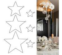 Wire Star Blanks Pack of 6, Metal Stars for Crafts, Metal Ring Star for Christmas Wreath, Wedding Wreath, Dream Catcher, Decorative Pendant, DIY Crafts, Diameter 30/25/20/10 cm, Black