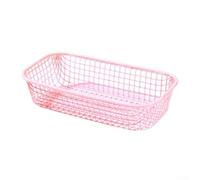 Wire storage basket designed for desk sundries, crafted from iron to keep office and study stationery items organized and clutter (Pink)