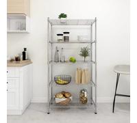 Wire Storage Shelf Silver 90x35x180cm Chrome-Plated Iron 5-Tier 250kg Adjustable
