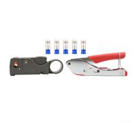 Wire Stripper and Connector Tool Kit Featuring Rotary Cable Stripper and Compression Pliers for RG6 RG59 RG58 RG62 Coaxial Cables with Non Slip Handle