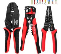 Wire Stripper and Crimping Tool and Wire Cutter, Wire Crimper, Cable Stripper, Wiring Tools, Self-Adjusting Wire Stripper Set for Stripping, Cutting and Crimping, for Heat Shrink Connectors