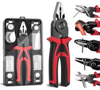 Wire Stripper Crimper Cutter Pliers, 5 in 1 Multifunctional Pliers Combination Pliers Set, Interchangeable Crimping Pliers Stripper Pliers Cutting Pliers Cable Stripping Tool Electricians Pliers
