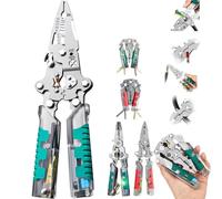 Wire Stripper with Voltage Tester,2025 12-in-1 Folding Stylus Screwdriver Wire Stripper,Wire S Tripper Cutter with Voltage Tester,with Screwdriver,Shearing,Screw Gripping Pliers for Electric Cable