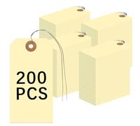 Wire Tags with Manila Tags, 200 Large Marking Tags, Price Tags can be Written, Blank Paper, Gift Tags for Various Occasions (200 Packs, Yellow Wire Rope)