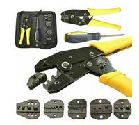 Wire Terminal Crimping Tool - Ratchet Wire Connector Electrical Ethernet Crimper Plier | Plumbing Crimping Stripper with 5 Interchangeable Jaws for Engineers