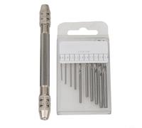 Wire Tool for Jewelry Making, 0.3-3.2mm Chuck Bit with 10pcs Drill Bits, Silver Hand Drill Vise Craft Decor Accessory for Wire and Watch Repair(B)