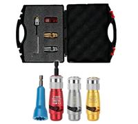 Wire Twister Tool for Drill,Wire Stripping and Twisting Tool,Electric Wire Stripper,Portable Aluminum Alloy Wire Twisting Tool,Quickly Stripping Wire (Color : 3 Size Set+knotter)