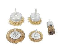 Wire Wheel Brush Stainless Steel 5Pcs Coarse Crimped Cup Brush Set Angle Grinder Rust Removal Paint Stripping Metal Wood Plastic Ceramic Surfaces