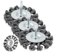 Wire Wheel Brushes 3Pcs 4500R/Rim Knotted Twist Wire Wheel for Drill with 0.2in hex Shank Wire Brush for Rust Removal, Corrosion and Paint, Wire Drill Brush