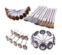 Wire Wheel Cup Brush Drills， Wire Wheel Brush Set 3mm Shank Brass Steel Nylon Horsehair For Mini Drills Rotary Tools(5-types Brush)
