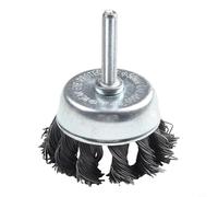 Wire Wheel Cup Brush with 50mm Diameter Stainless Steel Crimped Wires and 6 mm 1/4 Inch Shank for Die Grinder and Drill Use