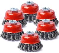 Wire Wheel Cup Brushes for Grinders, 6Pcs M14 Twisted Knotted Cup Brush Threaded Arbor -0.02 Inch Carbon Steel Brush for Heavy Cleaning Rust Stripping, Paint etc