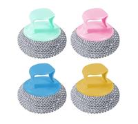Wire Wool With Handle - Stainless Steel Scourers With Handle | 8 Pieces Short Grip Metal Scrubber Scouring Brush Pad | Heavy Duty Stain Remover Cleaning Supplies For Pots Pans Grills Sink
