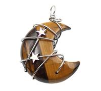 Wire Wrapped Star Crescents Pendant Fashionable Wrapped Moon And Star Pendant Natural Stone Accessory For Daily Wear Unique Women