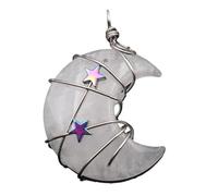 Wire Wrapped Star Crescents Pendant Fashionable Wrapped Moon And Star Pendant Natural Stone Accessory For Daily Wear Unique Women