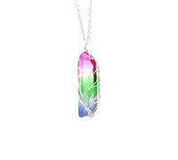 Wire Wrapped Tree of Life Natural Quartz Crystal Pendant Necklace Handmade Pointed Chakra Gemstone Reiki Stone Necklace for Women Men Gift Yoga Meditation Jewelry, Crystal, wood