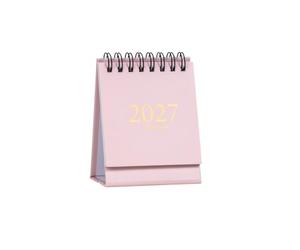 Wirebound Calendar 2027-2028, English Monthly View, Freestanding Desktop Date Planner for Reception Counter Home Study