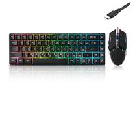 Wired 60% Gaming Keyboard and Mouse Combo, Ultra-Compact 61 Keys RGB Backlit Mini Keyboard, Lightweight 3200 DPI Optical, Wired Gaming Set for Windows,PC, MAC PS5 Xbox Gamer(Black)